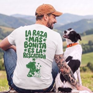 Camiseta solidaria "La raza más bonita es la rescatada"
